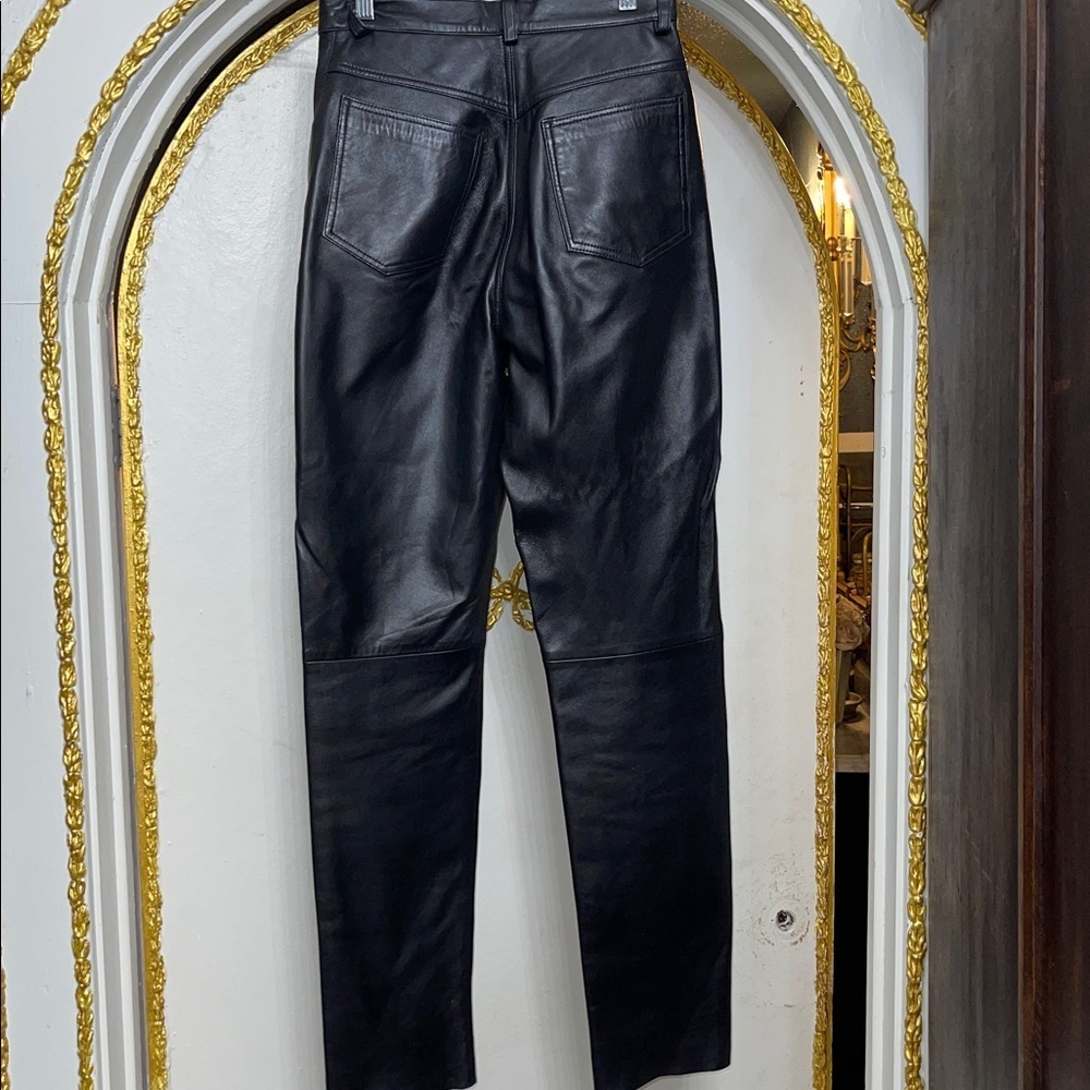 Vintage 90s Saguaro Genuine Leather Pants High Rise Mom Jean Fit Size 6 - Picture 5 of 7